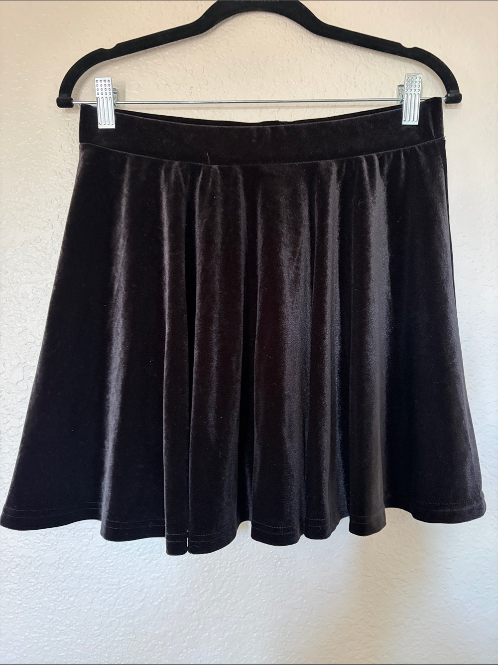 Spirit Black Velvet Flared Mini Skater Skirt